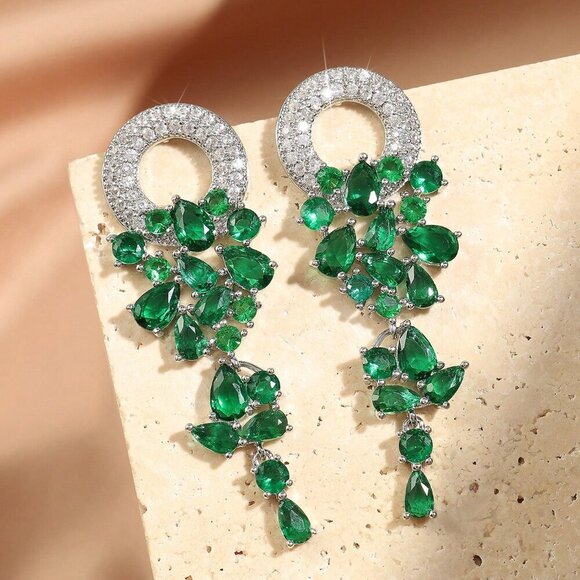 Women's Luxury Bohemian Style Cubic Zirconia Waterdrop Dangle Earrings - Picture 4 of 4